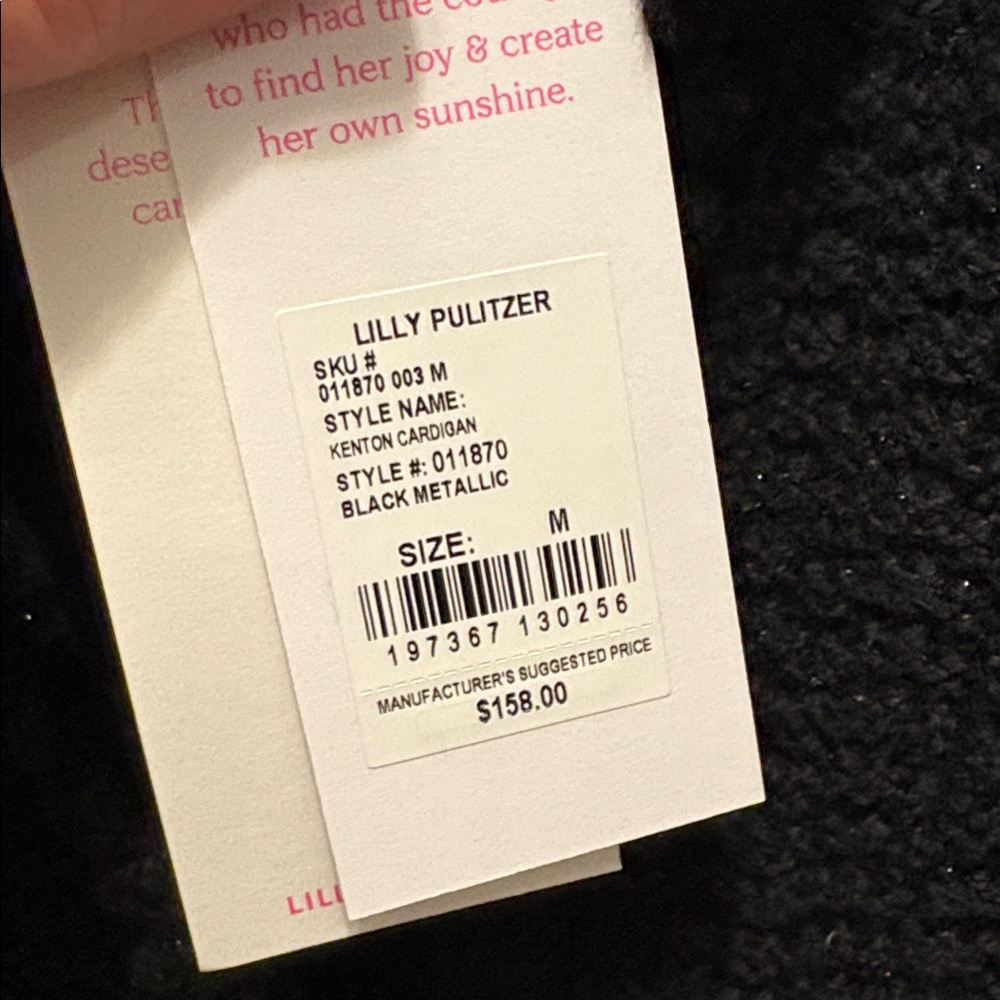 Lilly Pulitzer NWT black metallic Kenton Cardigan, M - Picture 5 of 6